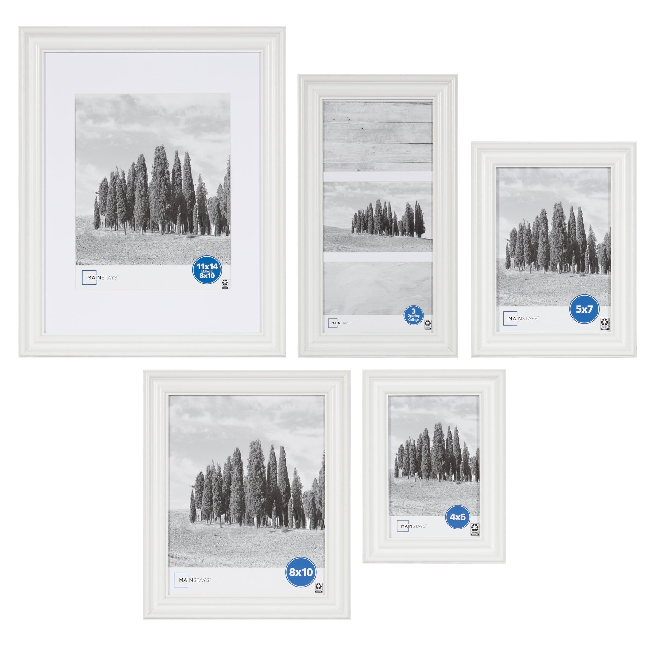 (2 pack) Mainstays 8 x 10 Traditional Gallery Wall Picture Frame, White, Set of 2