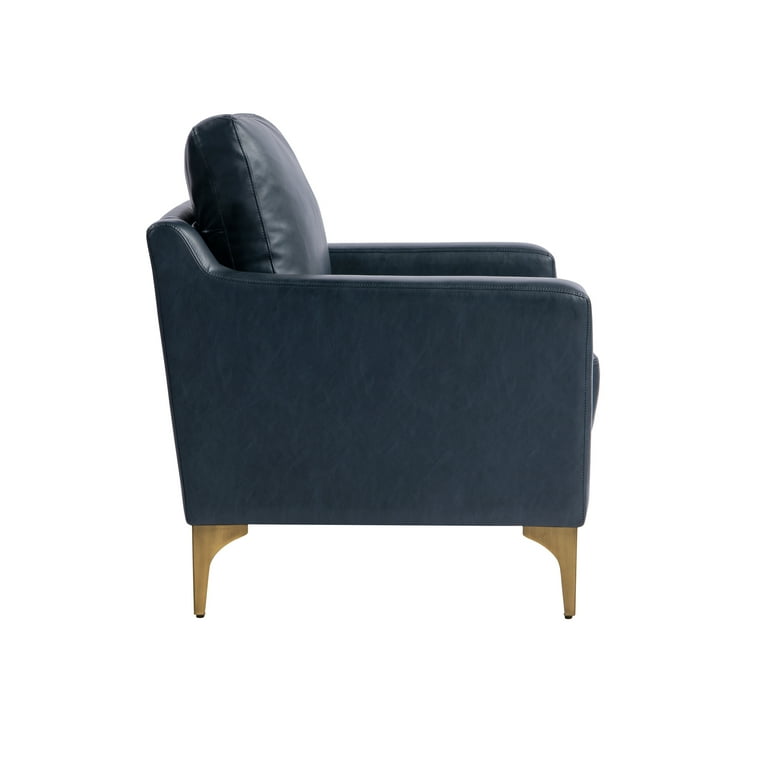 Serta Hemsworth Mid-Century Modern Armchair, Navy Blue Faux