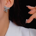 thumbnail image 7 of Fiaya Women Silver Classic Bow Earrings, Elegant Statement Rhinestone Bow Studs, Fashion Wedding Birthday Anniversary Jewelry Gift for Women, 7 of 7