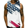 thumbnail image 2 of Lilgiuy Men's 4th of July Hooded Tank Top 3D Non Positioning Printing Sleeveless Head Drawstring Pocket Tank Top Casual T-shirt Top Blouse for Party(White,XL), 2 of 5