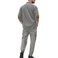 thumbnail image 4 of Men's 2 Piece Tracksuit Set, Long Sleeve Polo Shirt and Drawstring Jogger Pants, Casual Athletic Outfit, Navy Blue, Comfortable and Stylish Loungewear for Everyday Wear and Sports Activities, 4 of 4