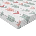 thumbnail image 2 of Ambesonne Geometry Fitted Sheet, Abstract Chevron Arrow, Queen Size, Pale Blue and Pink, 2 of 3
