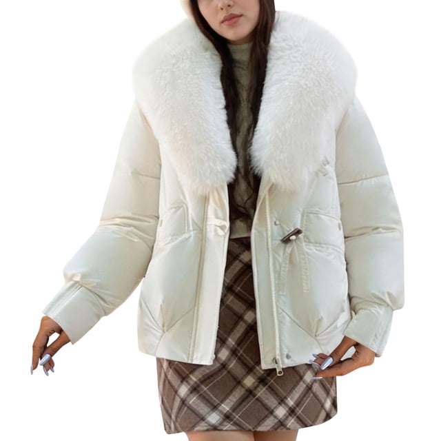 Économies Automne/hiver! srobpty Veste Matelassée à Manches Longues pour Femmes, Veste Décontractée à Capuche à Manches Longues Colorée pour Dames Blanche, TG