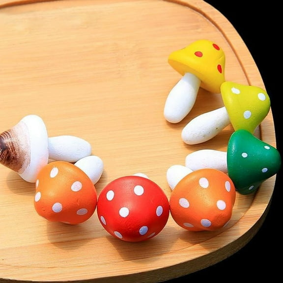 Masteelf Adorable Mini Mushroom Ornaments for Decoration Made of Composite Material Assorted Color 12pcs