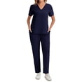 thumbnail image 2 of 2025 Womens Scrub Sets Stretch 2 Piece Uniforms Suit Nursing Fitted V Neck Top with Jogger Style Pants Navy L, 2 of 4