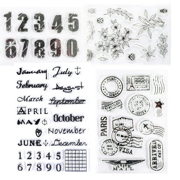 57Pcs Transparent Silicone Seal Stamps Sets 4×6inch Christmas Holiday Stamping Seals Making DIY Scrapbooking Supplies