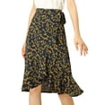 thumbnail image 3 of Allegra K Women's Ruffle Flare Tie Waist High Low Floral Wrap Skirt, 3 of 7