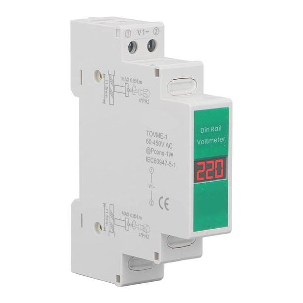 Medidor De Voltaje De Carril DIN, Operación Simple 60-450 V Voltímetro Digital LCD Monofásico Pantalla Visual Humanizada Para El Hogar