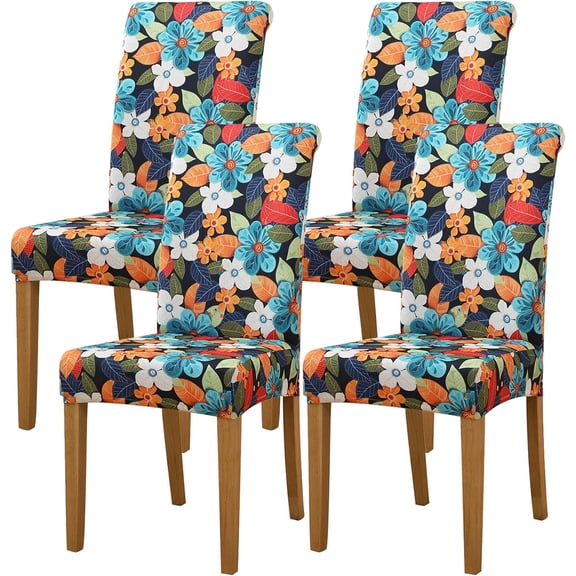 Dining Room Chair Covers Set of 4 Stretch Floral Printed Kitchen Chair Slipcovers Washable
