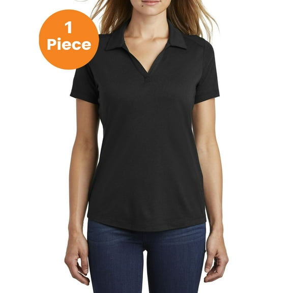 Sport-Tek LST405 Ladies PosiCharge Tri-Blend Wicking Polo, Black Triad Solid, 4XL, Womens Polo Shirts