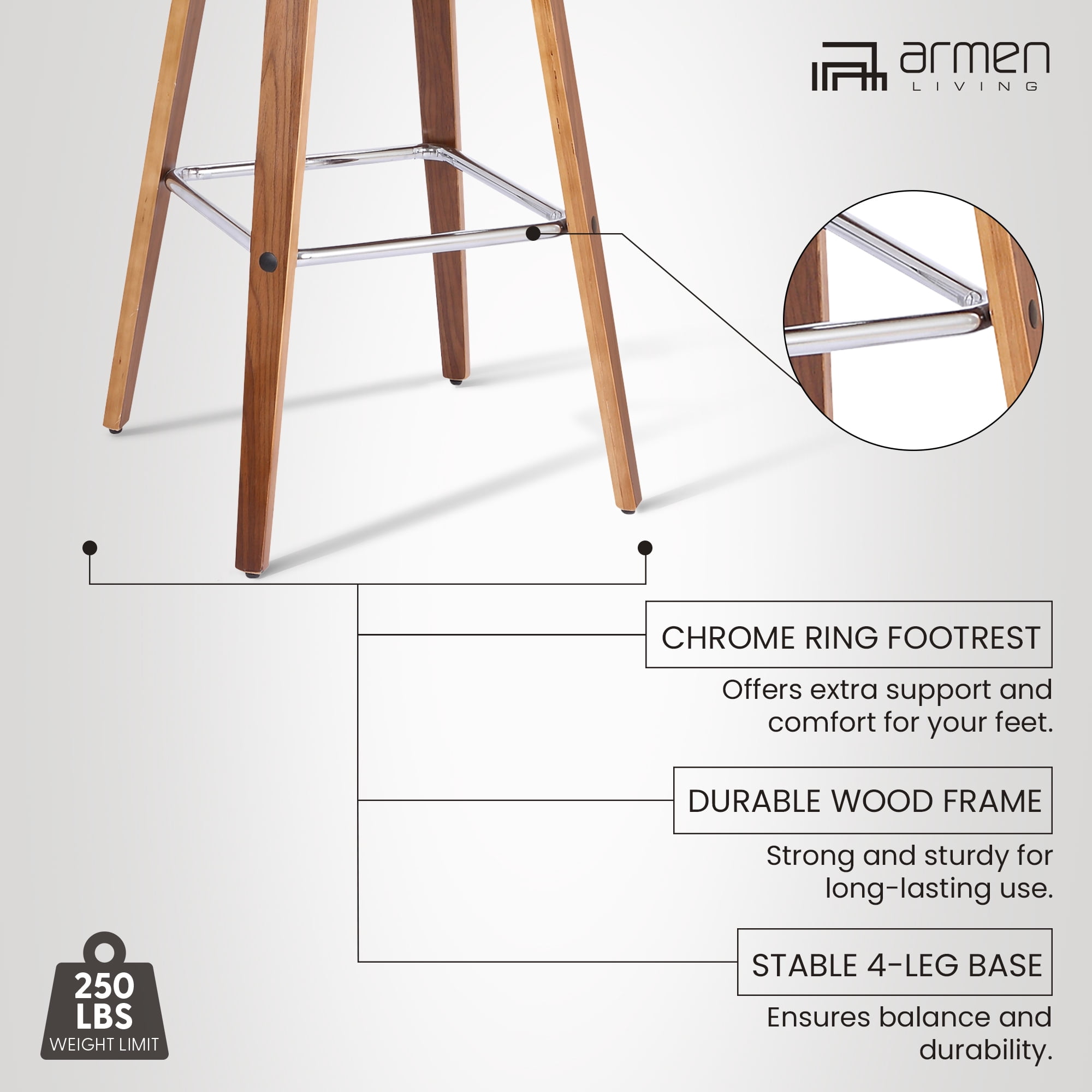 Tyler 30" Bar Height Swivel Brown Faux Leather and Walnut Wood Bar Stool - Set of 3