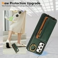 thumbnail image 5 of ELEHOLD Case for Samsung Galaxy A53 5G, Zipper Leather Wallet Case with Card Holder Stand,Green, 5 of 6