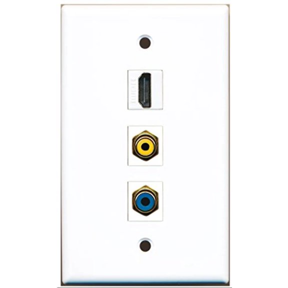 RiteAV - 1 Port HDMI and 1 Port RCA Yellow and 1 Port RCA Blue Wall Plate