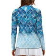 thumbnail image 2 of Yuyamidu Blue Scale Women Long Sleeve Golf Shirt Camfy Athletic Tennis Shirts Fashion Golf Clothes Workout Tops Pullover Running Hiking Activewear Size 2XL, 2 of 8