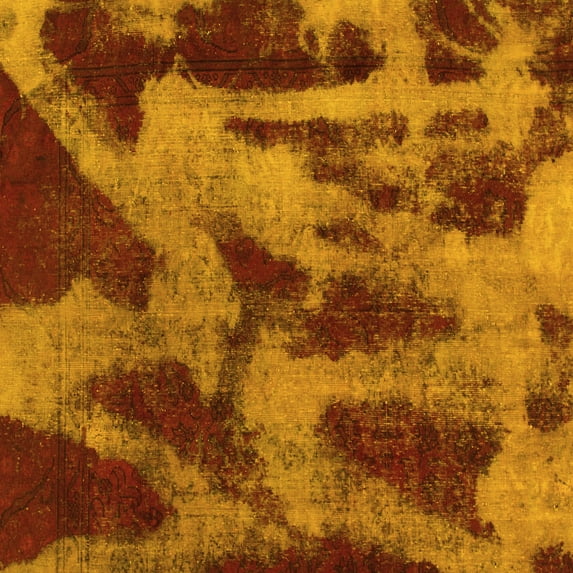 Ahgly Company Indoor Square Abstract Yellow Modern Area Rugs, 5' Square