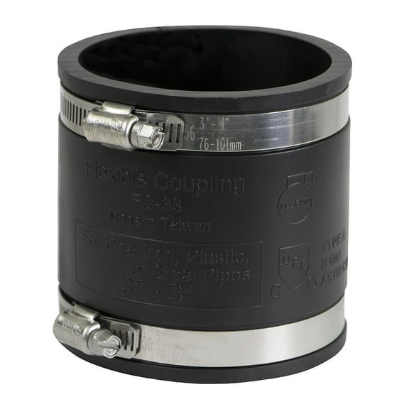 3 in. PVC Flexible Coupling with Stainless Steel clamps