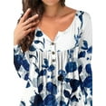 thumbnail image 3 of DYMADE Women Round Neck Floral Printed Long Sleeve T-Shirt Top, 3 of 4