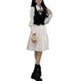thumbnail image 2 of Vestido de chaleco de mujer Nikou 2 piezas largo sin mangas con volantes, 2 of 9