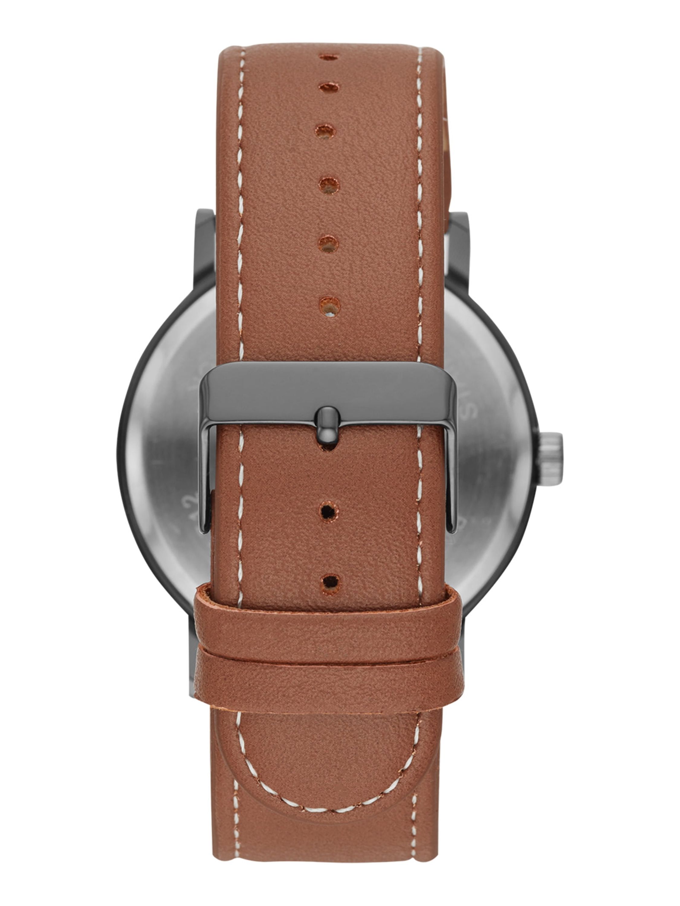George Men's Watch Gunmetal Case Cognac Leather Band photo 2