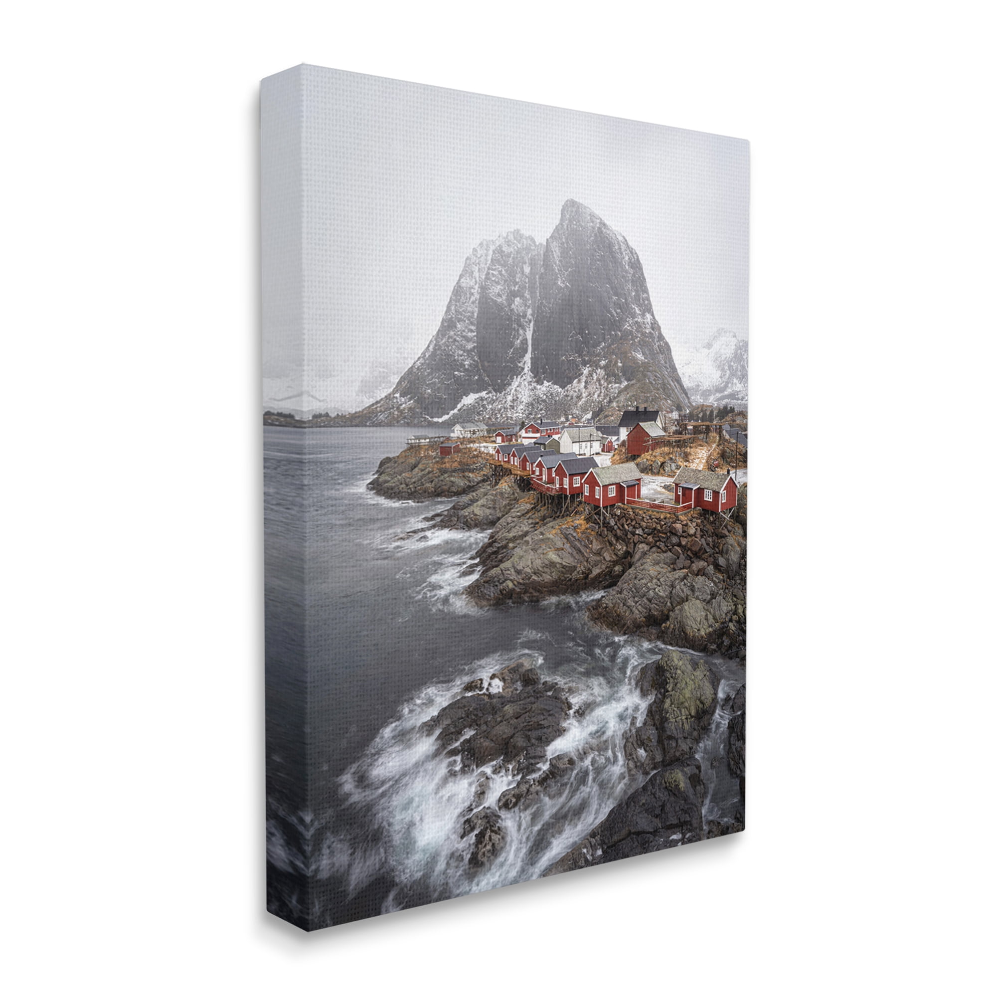Stupell Industries Snowy Coastal Village Landscape Photography Gallery Wrapped Canvas Art Print Wall Art, 16 x 20