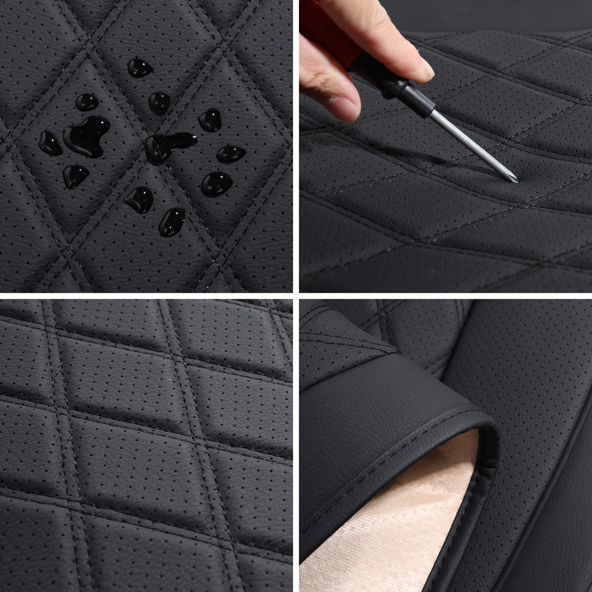 Universal Front Car Seat Covers for 2 Seats, Full Surround Protection, Luxury Black Design, Compatible with Cars SUVs Trucks, Anti-Wear Waterproof Front Seat Protector Set