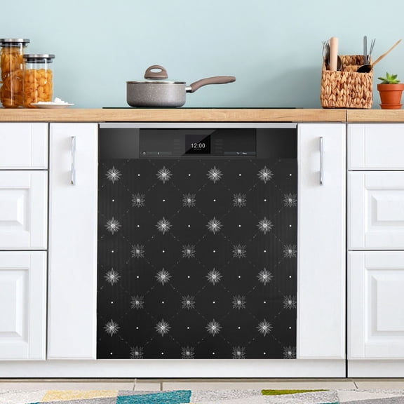 Haosy Dishwasher Magnet Cover Magnetic Fridge Door Cover Home Kitchen Decor White Flower and Dots 23"x 26"