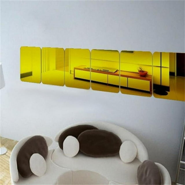 SDNall 6 Pcs Removable Acrylic Mirror Setting Wall Sticker For Modern Home Decor Living Room Bedroom