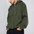 thumbnail image 2 of Telankuip Men's Autumn and Winter Retro Casual Style Zip up Hooded Sweatshirts Loose Fit Long Sleeve Drawstring Full Zipper Coats 2025 Fashion Outfits with Pockets Green XXL, 2 of 7