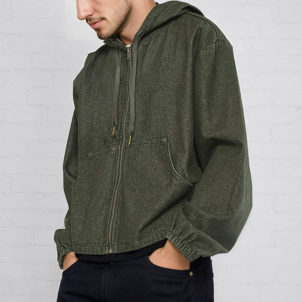 WILLBEST Sudaderas Deportivas para Hombre, Sudadera con Capucha y Cordón con Cremallera Estilo Informal Retro De Otoño e Invierno para Hombre Grande