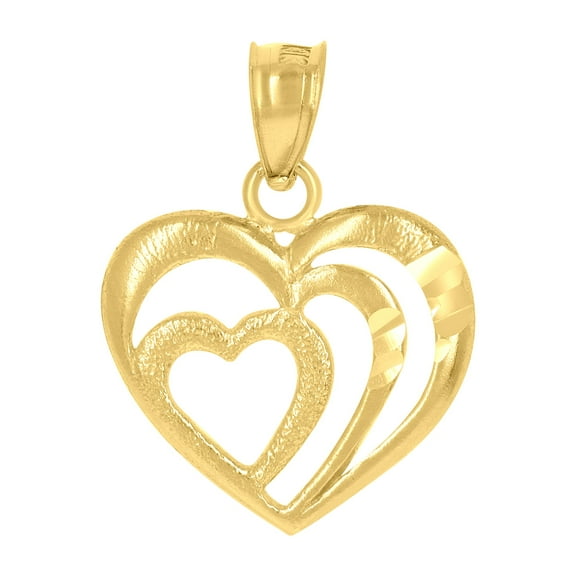 10kt Yellow Gold Womens Triple Heart Charm Pendant for Women