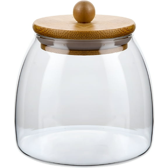 ACDANC Glass Candy Jar with Wood Lid for Food Storage - 500ml