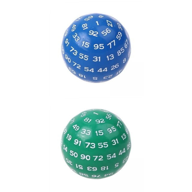 lionlar 2Pcs Acrylic 100 Sided Polyhedral for Board Game Blue Green
