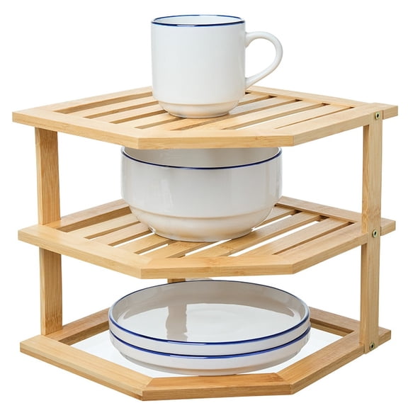 Bamboo Kitchen Counter Corner Shelf