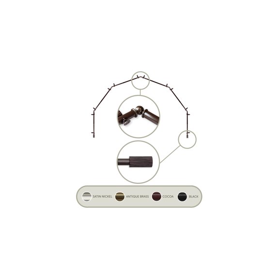 Bay Window Curtain Rod - 6-Sided Cocoa Corner Rods for Draperies & Curtains - 13/16 Inch