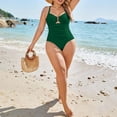 thumbnail image 7 of QURATI Swimwear Women'S V Neck Swimsuit Adjustable Spaghetti Straps Bathing Suit Swimwear Green S, 7 of 7