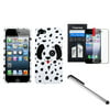 Insten Dotted Dalmatian Hard Snap On Cover Case For iPhone 5S 5 5th+LCD Film+Pen (3-in-1 Accessory Bundle)