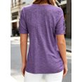 thumbnail image 4 of Short Sleeve V-neck Women Button Henley Blouse Tops Summer Pleated Casual Blouse Shirt, 4 of 6