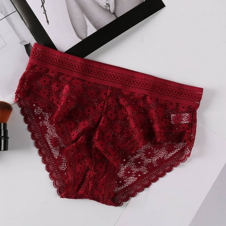 

XIAOFFENN Panties For Women Plus Size Underwear For Women Ladies Fashion Charming Breathable Sexy Lace Thin Hollow Out Skin Friendly Elasticity Panties Underpants Clearance