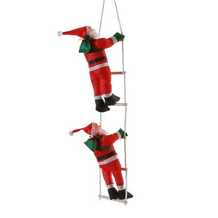

Chicmine 1 Set Santa Claus Doll with Lanyard Ladder Design Anti-fade Easy Hanging Festive Rope Climbing Christmas Pendant for Party