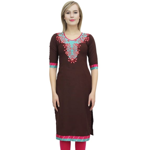 Bimba Women's Ethnic Brown Kurti Rayon Gota Patti Embroidered Designer Kurta-22