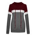 thumbnail image 4 of UJNDER Women's Color Block Pullover Hoodies Patchwork Design Lightweight Casual Comfort Fit Long Sleeve Wine XXL, 4 of 4