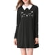 thumbnail image 1 of Minivestido corto acampanado Allegra K Negro S con cuello En contraste para mujer, 1 of 6