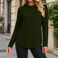 thumbnail image 5 of Chbgutlmr Womens Tops Long Sleeve Crew Neck Curved Hem T-Shirts Casual Loose Fall Comfy Basic Solid Color Tops, 5 of 7
