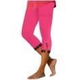 thumbnail image 3 of DDAPJ pyju Capris for Women Lace Hem Leggings Buttery Soft Stretch High Waisted Cropped Tights Summer Workout Running Yoga Pants Hot Pink L, 3 of 7