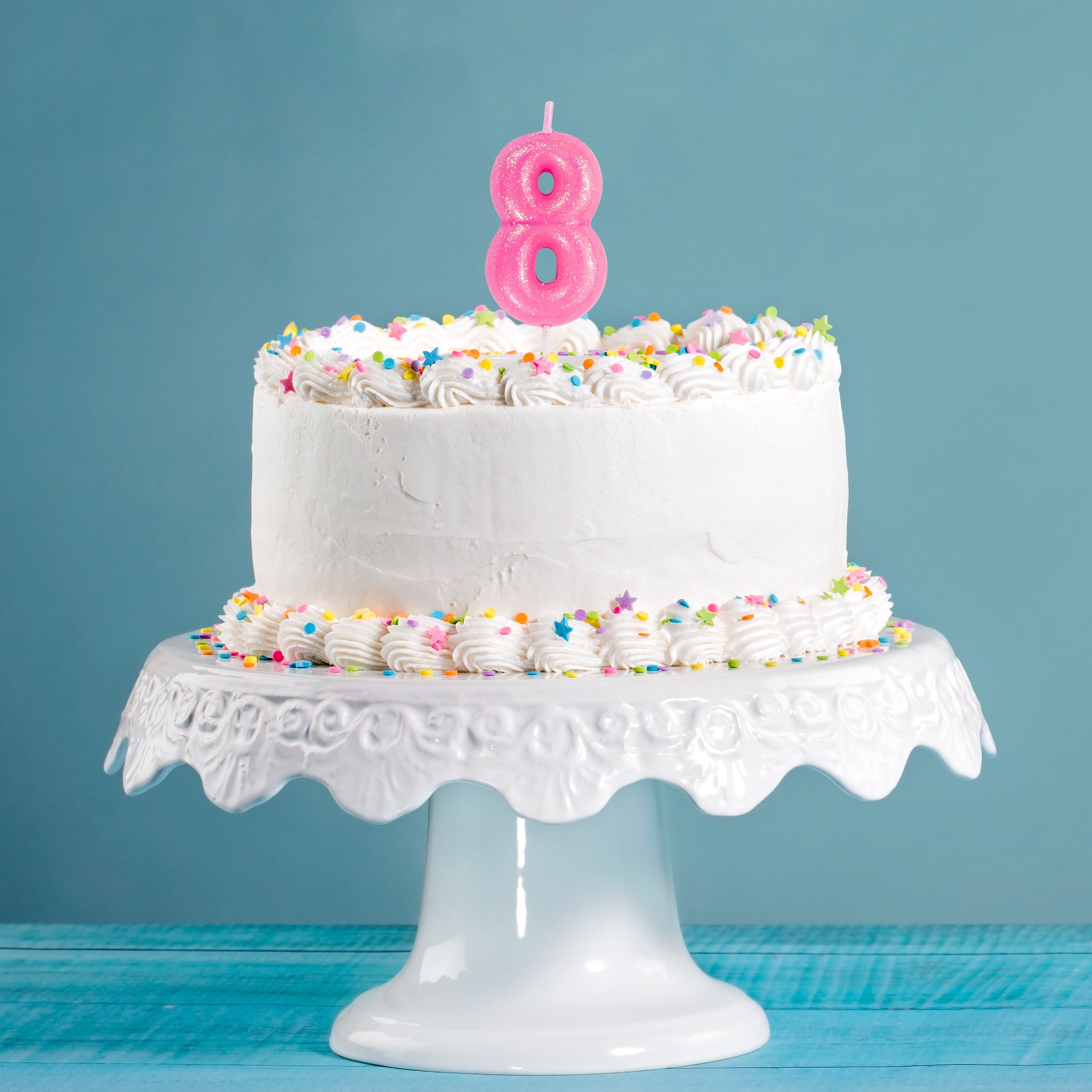 Pink Number 8 Birthday Candle