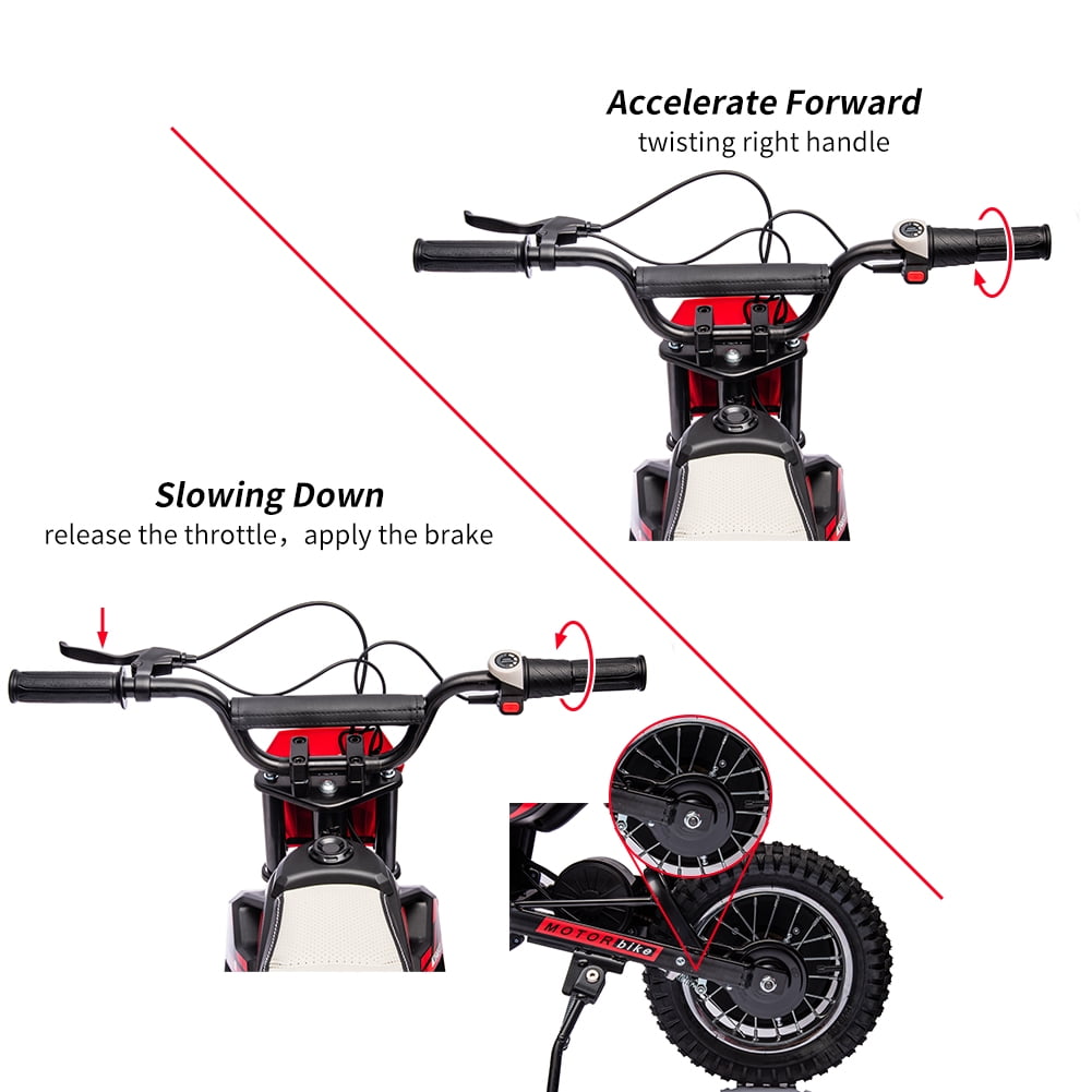 Garvee Kids Electric Dirt Bike 24V 250W 140LB Load Ride On Toys with 12.6 Pneumatic Tires