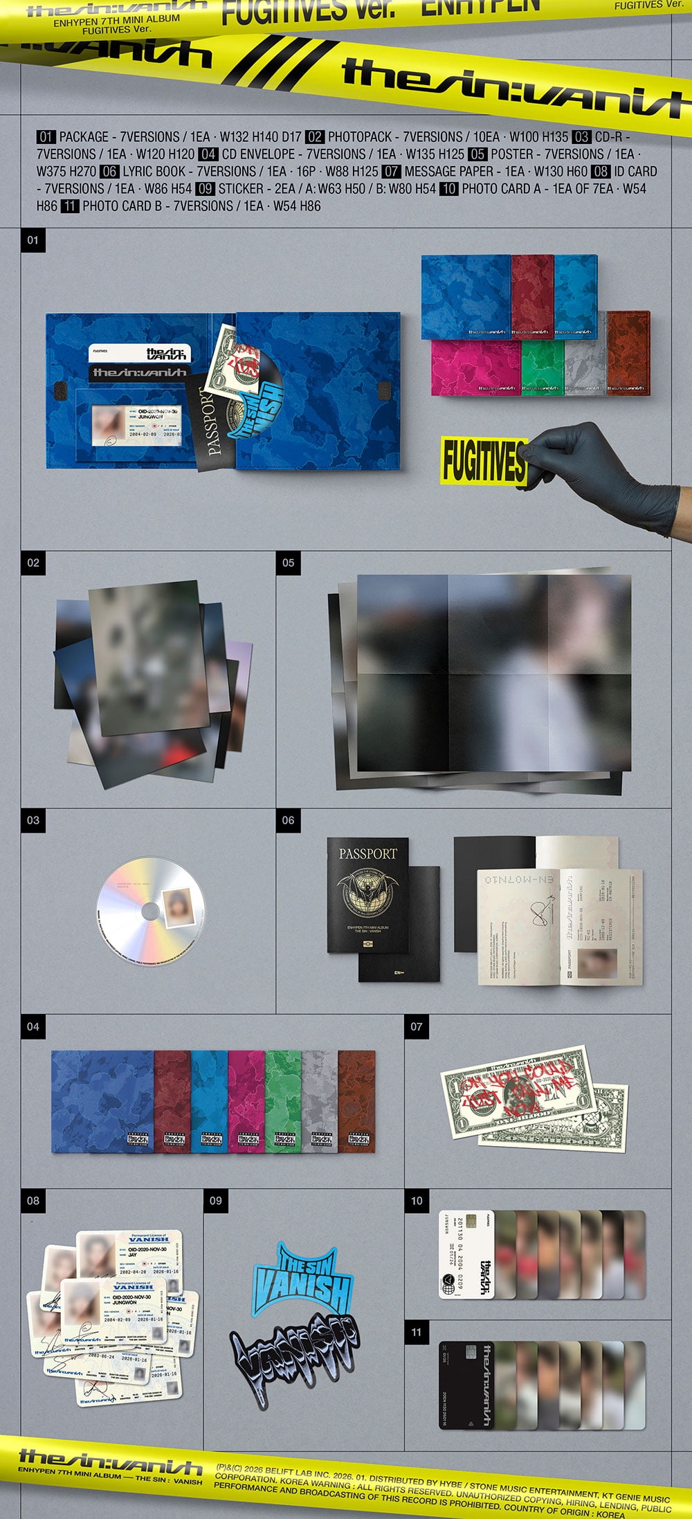 THE ENHYPEN 35枚 7種49枚 ver.新品未開封 FUGITIVES VANISH ENHYPEN SIN SIN THE - ENHYPEN 7形態 FUGITIVES VANISH K-POP・アジア