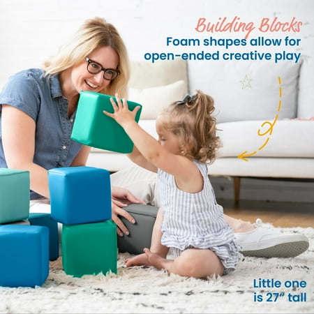 ECR4Kids SoftZone Patchwork Toddler Building Blocks, Contemporary, 12-Piece
