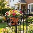 thumbnail image 1 of Aufmer Balcony Courtyard Decor Wrought Iron Flower Pot Stand Multi Functional Wall Mounted Racket Rack Rustic Metal Shelf For Fence Wall Potted Plant Storage Display, 1 of 7