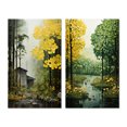 thumbnail image 2 of Designart "Yellow Trees Verdant Canopy Collage" Trees Wall Art Set Of 2 - Green Landscapes Wall Decor Set Of 2, 2 of 7